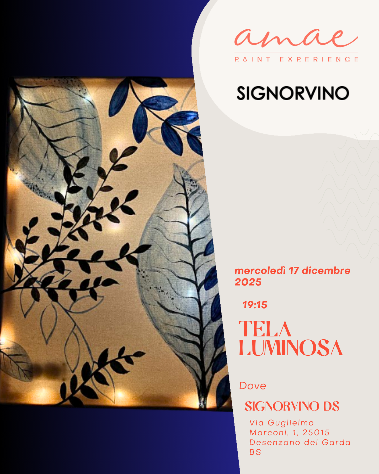 TELA LUMINOSA | 17 dicembre 2025 h 19:15 @SIGNORVINO DESENZANO (BS)