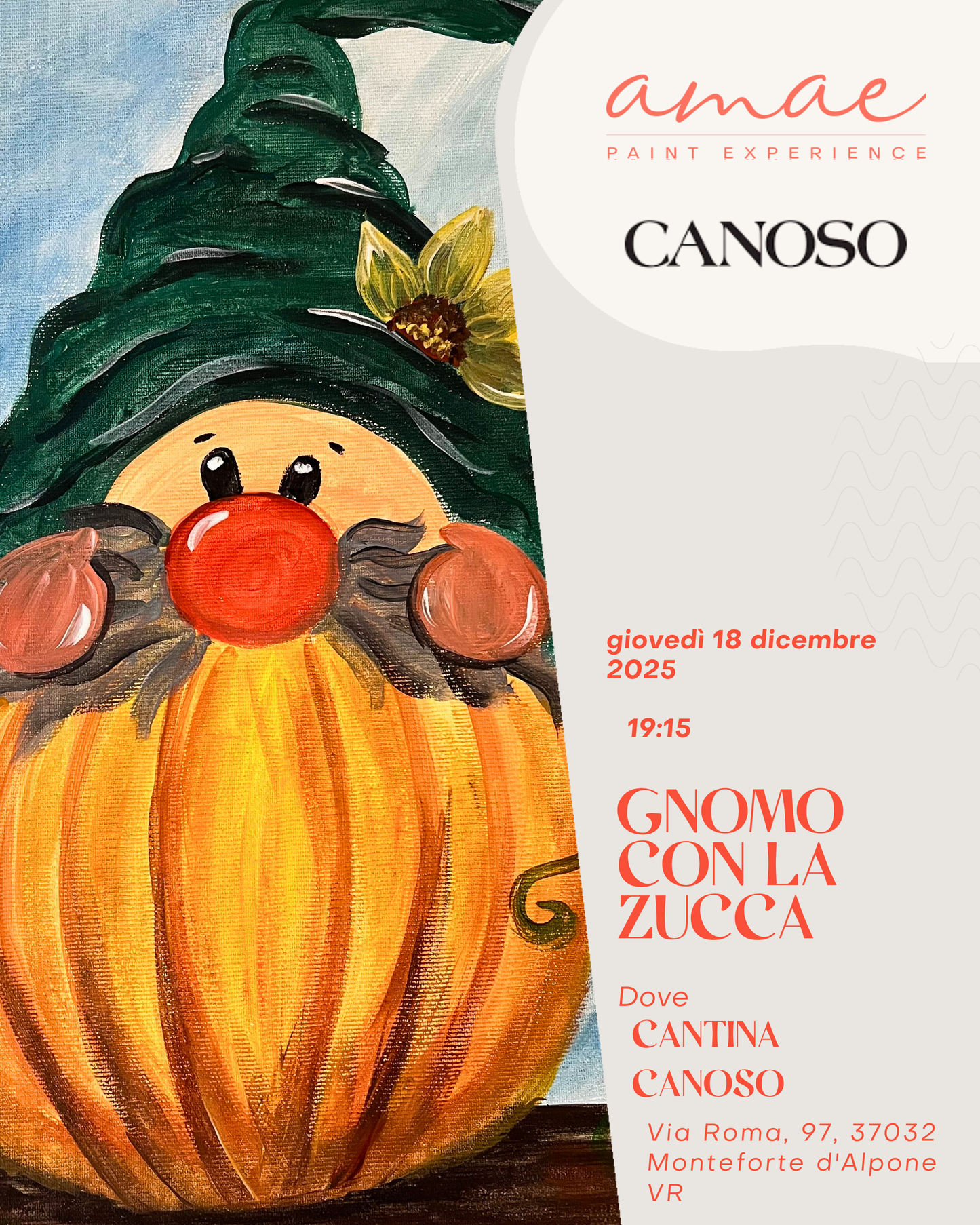 GNOMO CON ZUCCA | 18 dicembre 2025 h 19:15 @CANTINA CANOSO MONTEFORTE D'ALPONE (VR)